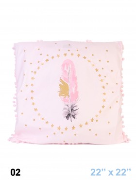 Large Pink Cushion W/ Little Pompoms, Cushion & Filler